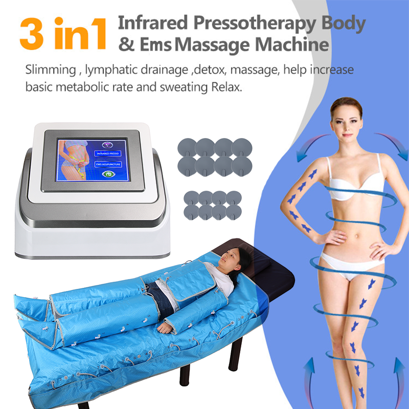 3 in 1 Pressotherapy Machine 20 air Bags Lymphaticdrainage Body Slimming Cellulite Reduction Detoxification Recovery Therapy