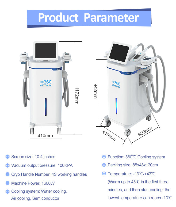 CTM49 360° Cryolipolysis Fat Freezing Machine – 4 Handle Vacuum Cooling Body Slimming Device
