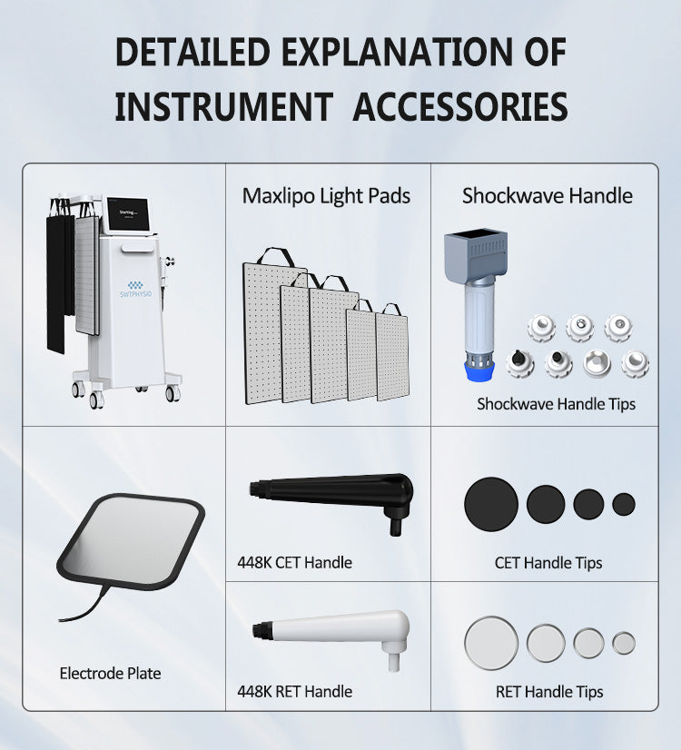 Multifunction 4-in-1 Shock Wave ret cet tecar maxlipo red light therapy machine 448K Body Care Machine
