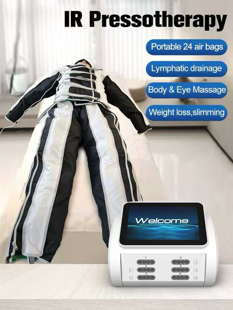 SA09F Portable IR Pressotherapy Machine — Waterproof Jacket & Pants, 24 Airbags with Eye Massager | NEWBELLE