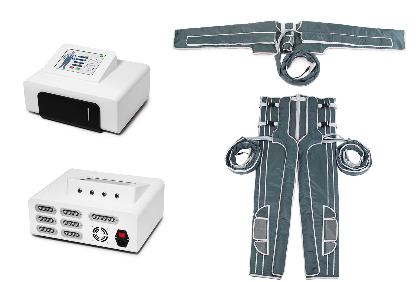SA10F 36-Airbag Full-Body Pressotherapy Machine — Jacket + Pants, 6 Modes, Infrared