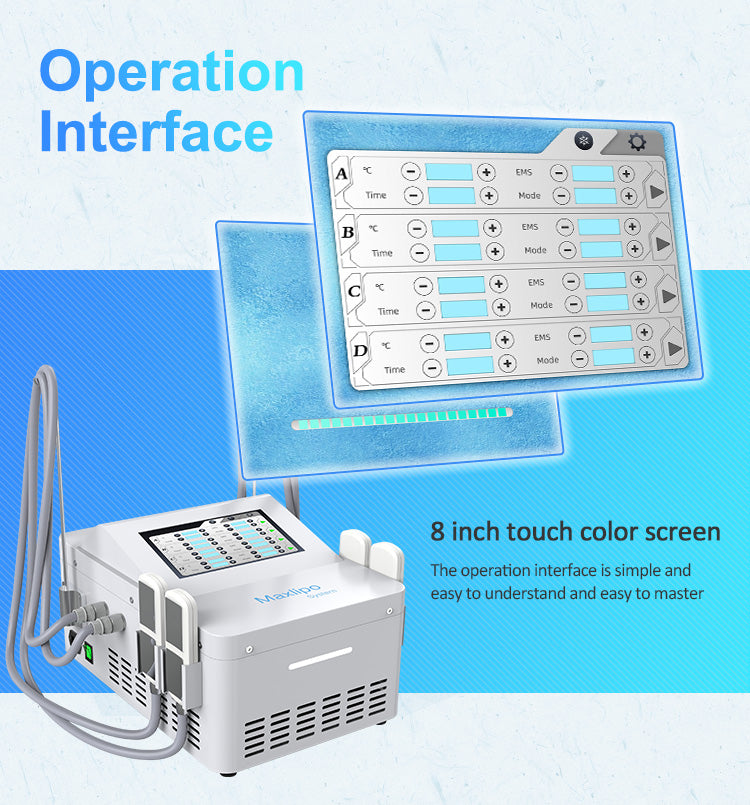 XM-278 4 in 1 Cryo lipolysis Criolipólise Fat Freezing criolipólisis Cryo & EMS Body Sculpting Device Contouring Machine 4 Cooling Pads